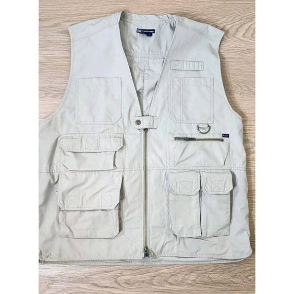 5.11 Tactical Taclite Pro Vest Mens XL Beige RipStop Zip Conceal Carry Safari - Picture 1 of 13